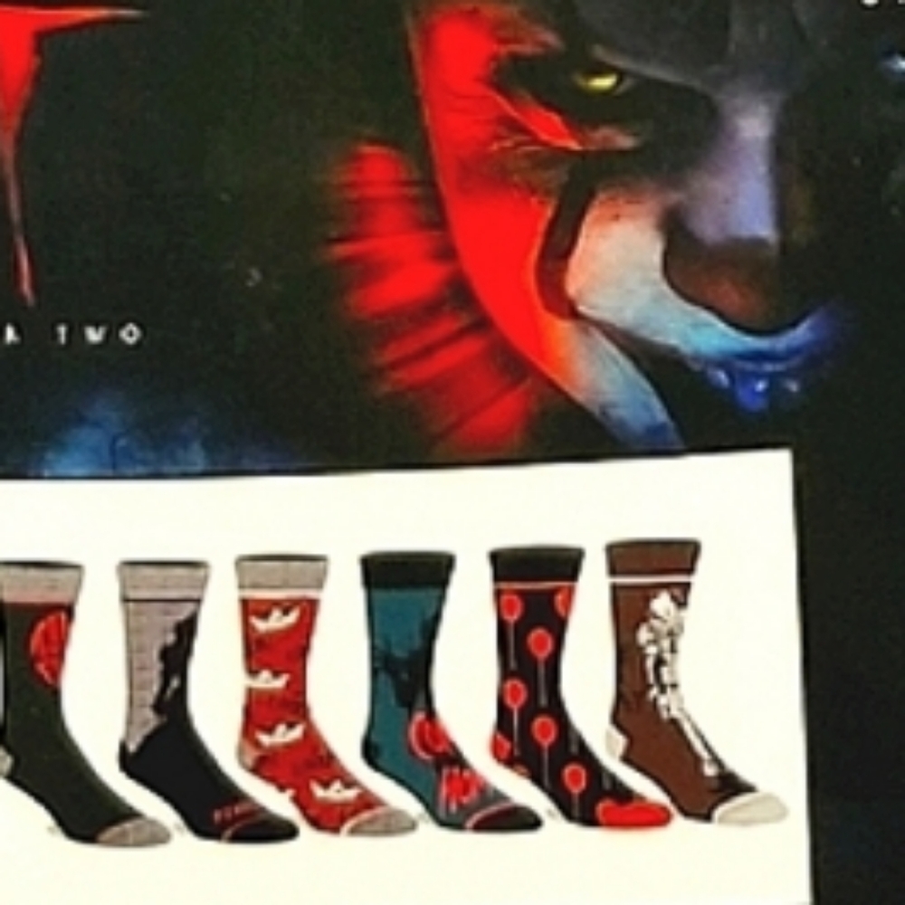 🤡 Warner Bros IT2 (the movie) 6 pair crew socks Men Boys gift comfort soft fit